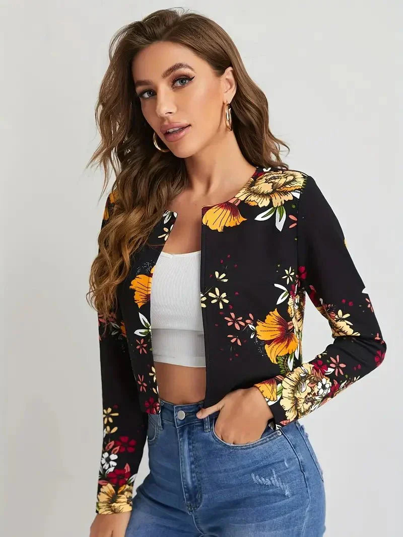 Drune | Damenblazer mit Blumenmuster und Offener Vorderseite