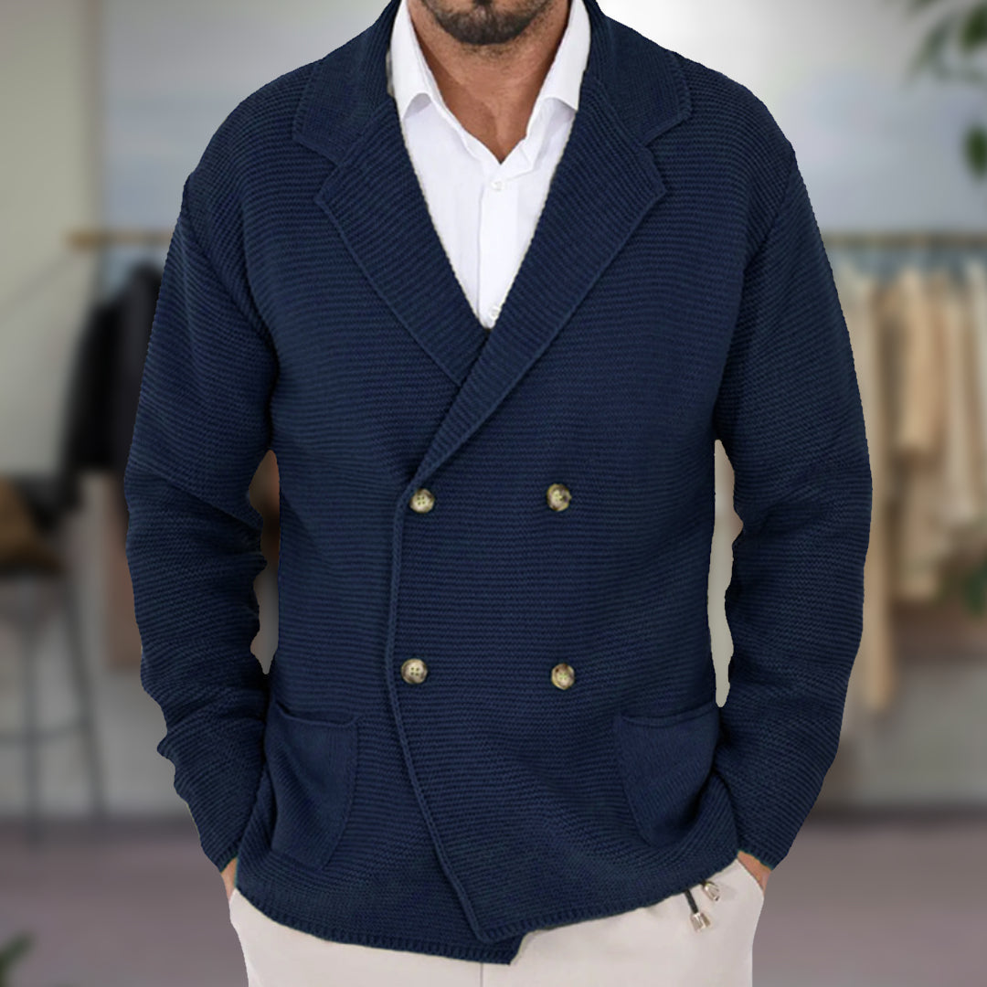 Drune | Herren Doppelreihiger Blazer - Im Strickstil