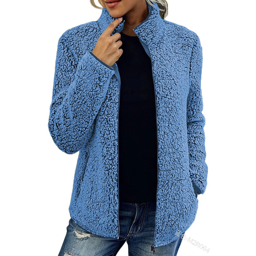 Drune | Damen Fluffy Fleece Jacke Hoher Kragen