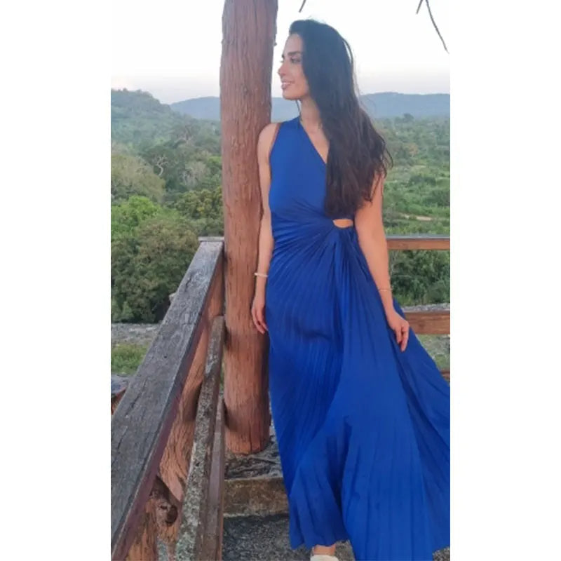Drune | Elegante Ein-Schulter Taillierte Falten Aftenkjole