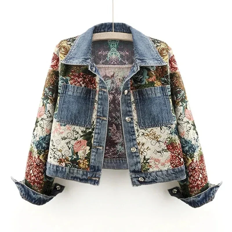 Drune | Damen Blumen Denim Jacke