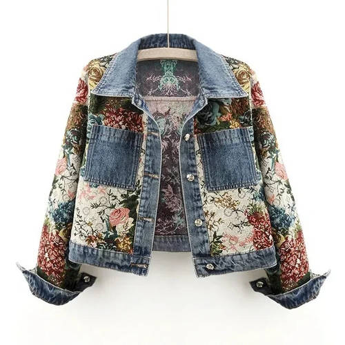 Drune | Damen Blumen Denim Jacke