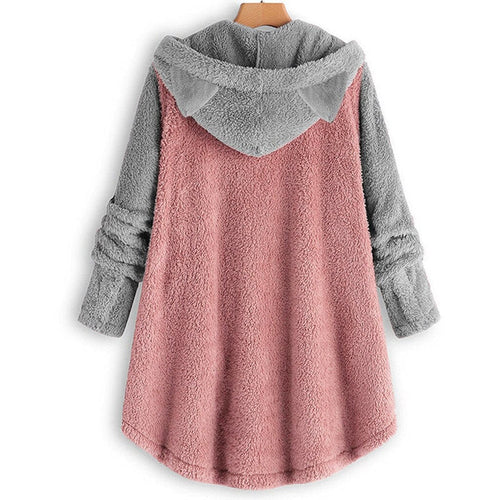 Drune | damen-fleece-sweatshirt mit katzenohren und abgesetzten armeln
