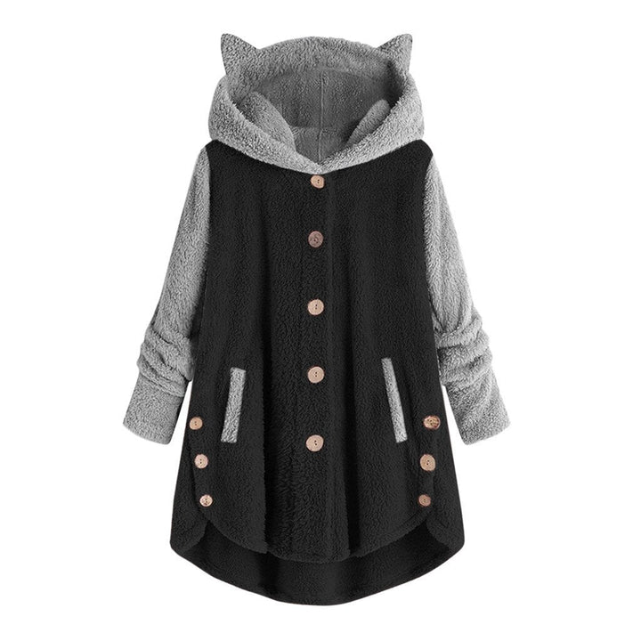 Drune | damen-fleece-sweatshirt mit katzenohren und abgesetzten armeln