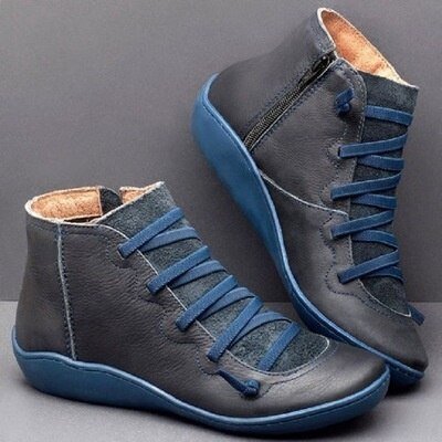 Drune | Stiefeletten Leder Schnürung mit Seitlichem Reißverschluss Passgenau Erhöhte Sohle