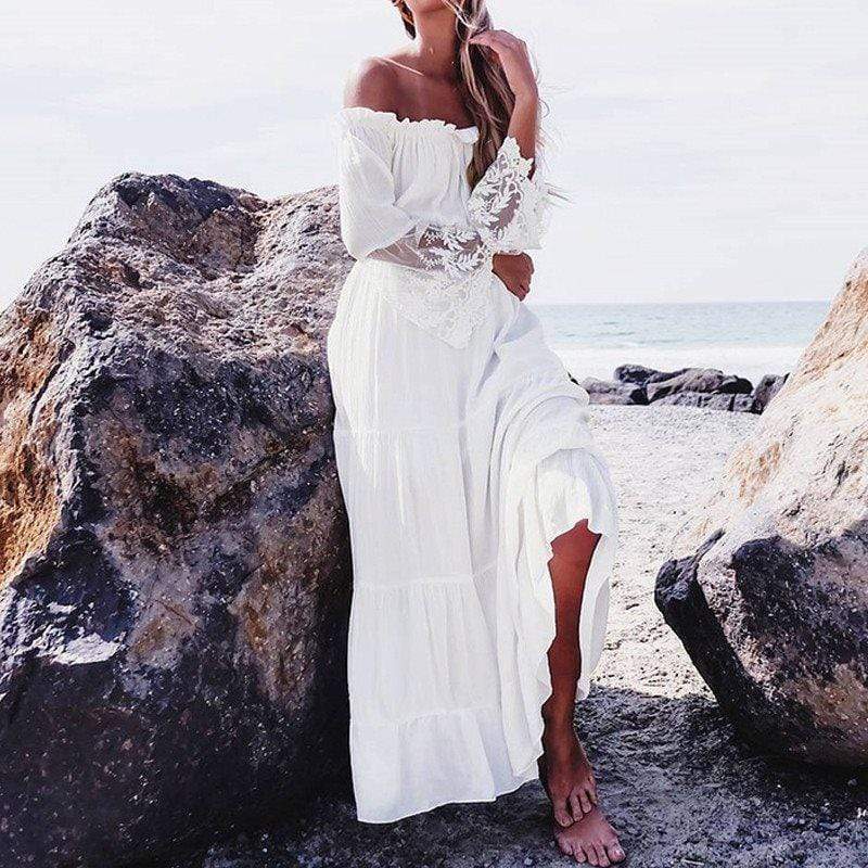 Drune | Bohemian Baumwollspitzen Maxikleid