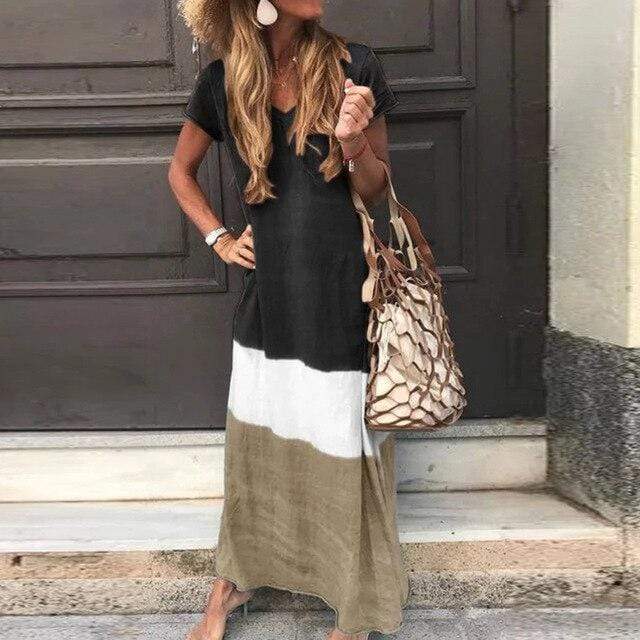 Drune | Lässiges Bohemian Mehrfarbiges Maxi Kleid