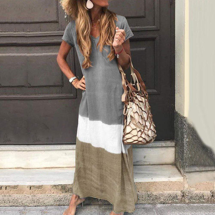 Drune | Lässiges Bohemian Mehrfarbiges Maxi Kleid