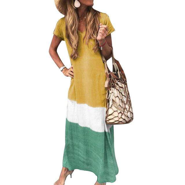 Drune | Lässiges Bohemian Mehrfarbiges Maxi Kleid