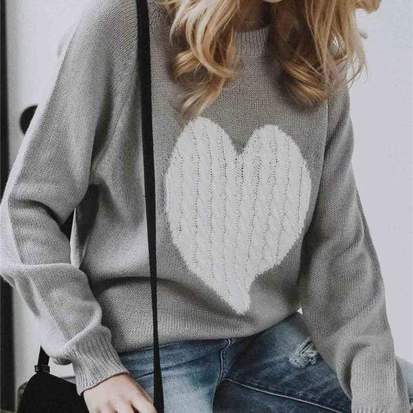Drune | Herz Patchwork Pullover Strickdesign Lässiger Komfort