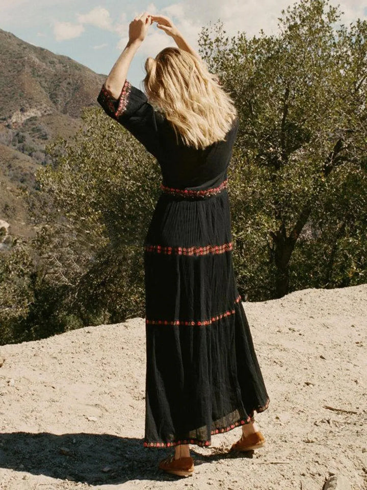 Drune | Boho Kleid Schwarz