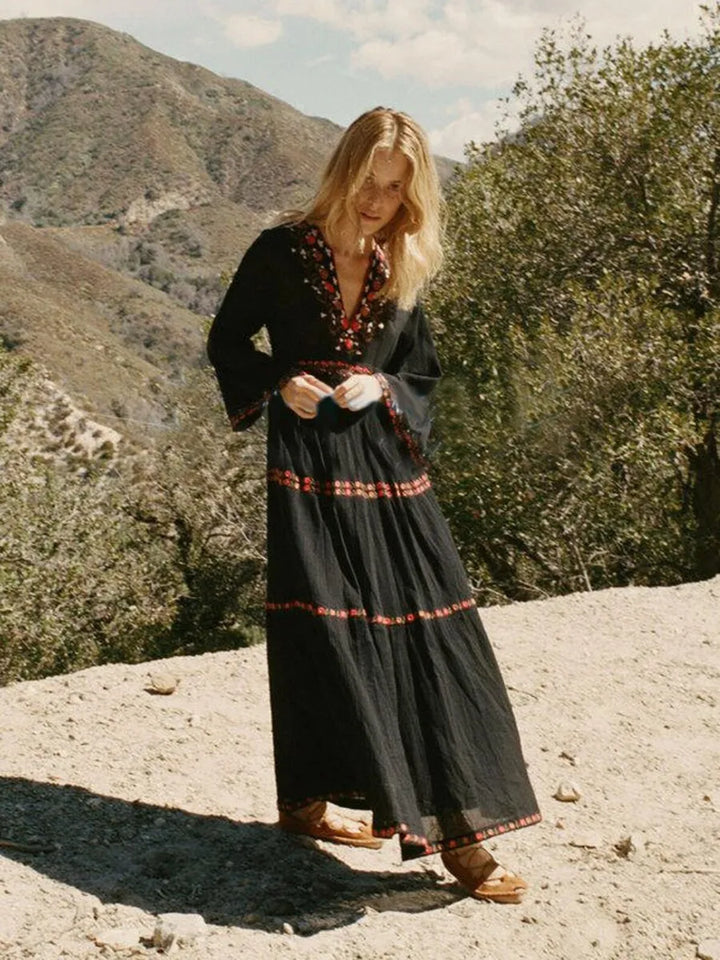 Drune | Boho Kleid Schwarz