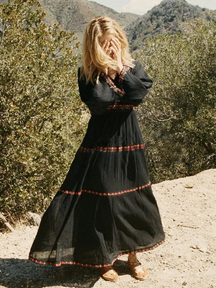 Drune | Boho Kleid Schwarz