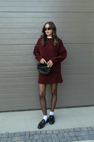 Drune | teilige Strickset - Damenpullover und Rock mit lässiger Passform