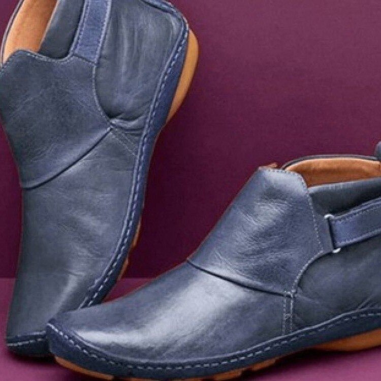 Drune | Flache Stiefeletten Leder Klettverschluss Knöchellang Bequeme Passform