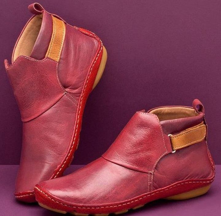 Drune | Flache Stiefeletten Leder Klettverschluss Knöchellang Bequeme Passform