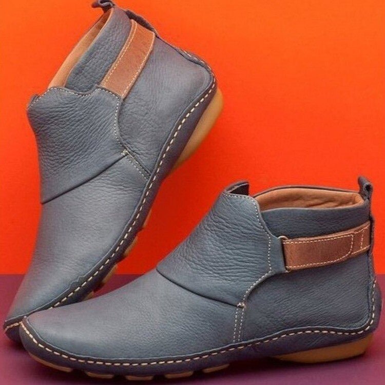 Drune | Flache Stiefeletten Leder Klettverschluss Knöchellang Bequeme Passform