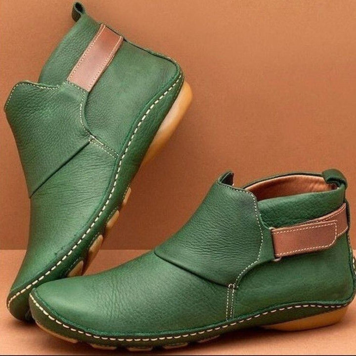 Drune | Flache Stiefeletten Leder Klettverschluss Knöchellang Bequeme Passform