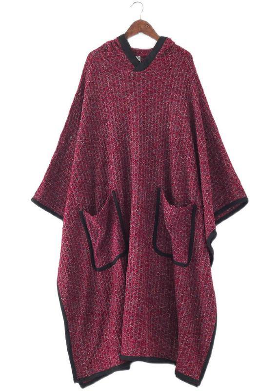 Drune | Plus-Size-Bekleidung langer Wintermantel Frauen schwarz mit Kapuze großer Saum Wollmäntel