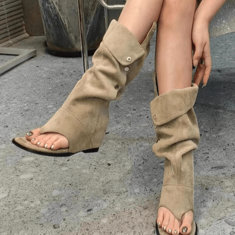 Drune | Wedge Zehentrenner Sandalen Mit Peep Toe Leichter Sleehak Für Extra Unterstützung