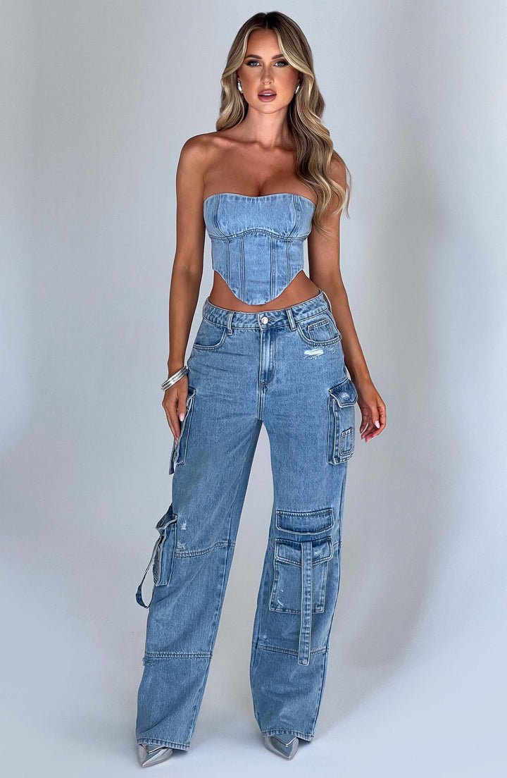 Drune | Stylische Cargohose Aus Denim