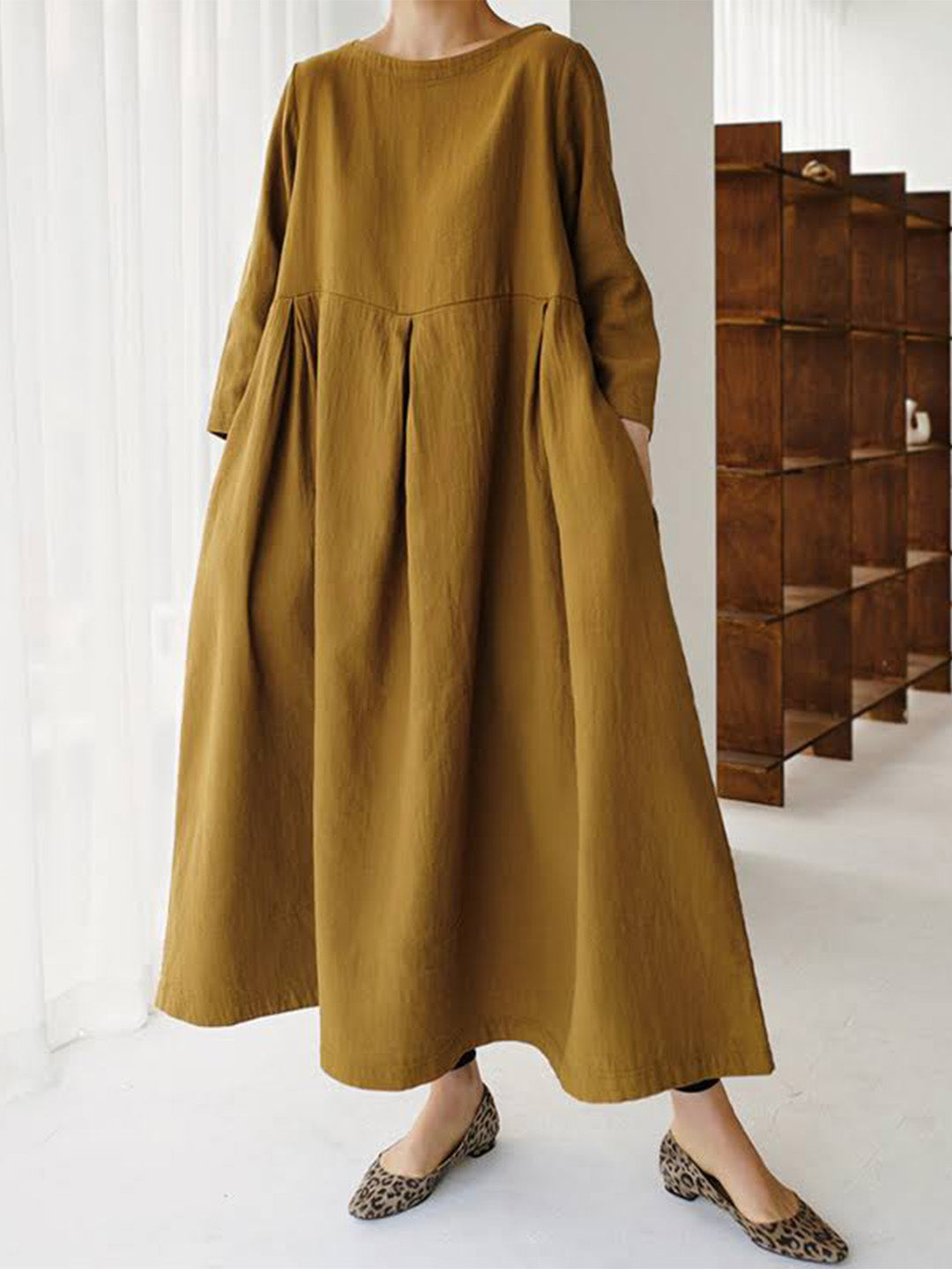 Drune | Lockeres Leinenkleid mit Seitentaschen