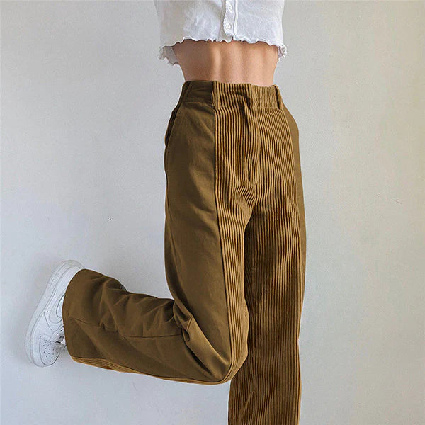 Drune | Gerippte Hose mit Hoher Taille