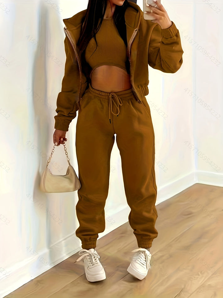 Drune | Kapuzenjacke & Tanktop & Jogginghose Drei Teilige Satz Outfits