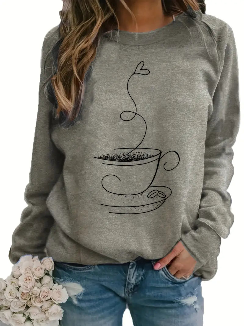 Drune | Gemütliches Kaffee Grafisch Sweatshirt