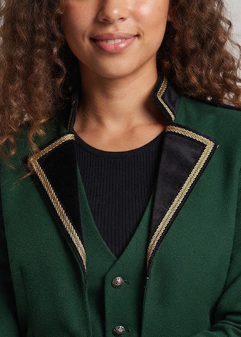 Damen elegante Frackjacke mit asymmetrischen Details und königlichen Akzenten Drune