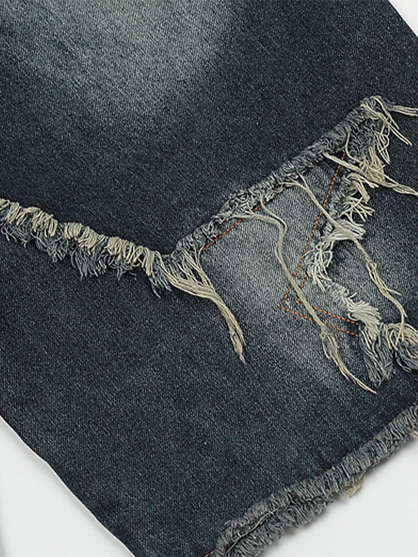 Drune | Baggy Sternmuster Patchwork Jeansshorts