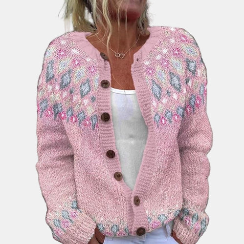 Drune | Gedruckte Pinke Strickjacke