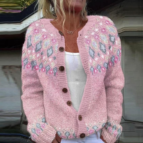 Drune | Strickcardigan mit Muster Stilvolle Knöpfe Warm und Gemütlich