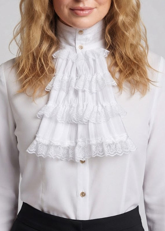 Damen Rüschenshirt mit elegantem Kragen Drune