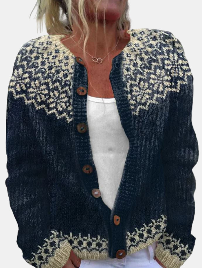 Drune | Chic Dunkelgraue Strickjacke