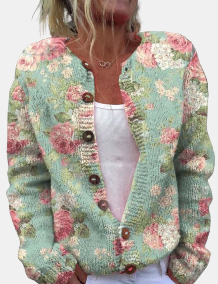 Drune | Grüner Blumenmuster Cardigan