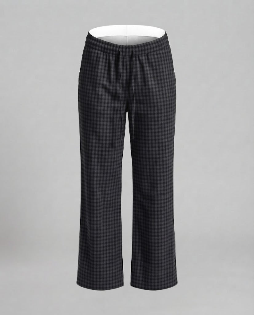 Damen Hochtaillierte weite Karomuster-Hose mit Tunnelzug und relaxed‑Fit Drune