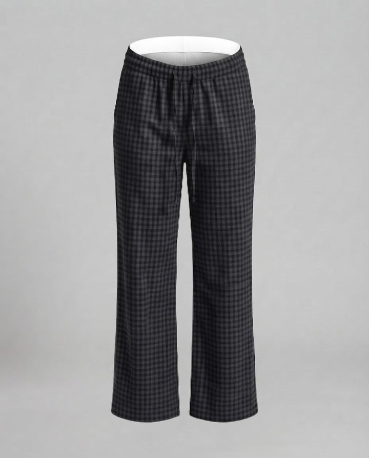 Damen Hochtaillierte weite Karomuster-Hose mit Tunnelzug und relaxed‑Fit Drune