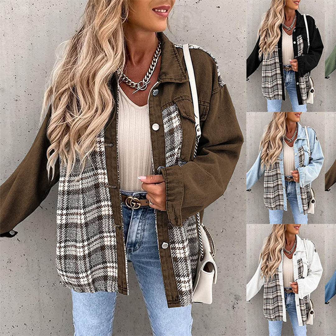 Drune | Stylish checked jacket with classic collar for women