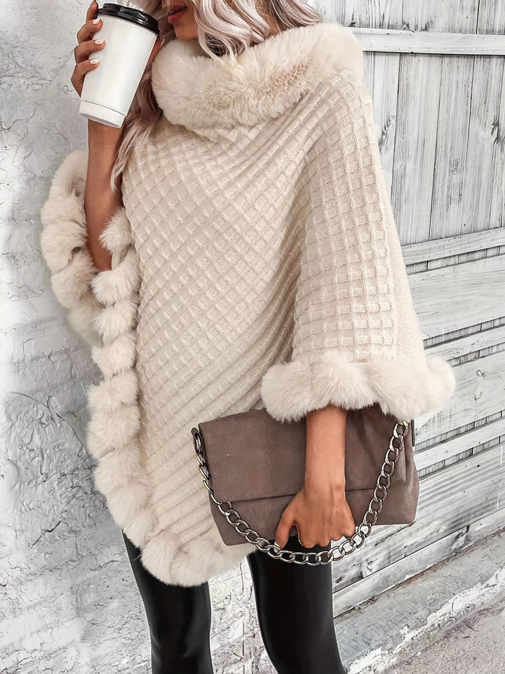 Drune | Poncho mit Pelzdetails Acrylmix Elegante Struktur