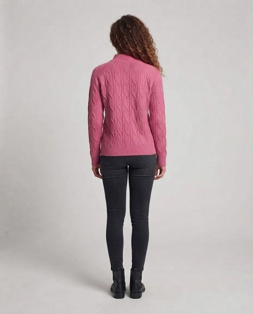 Damen Feinstrick-Pullover mit Zopfmuster und Stehkragen Drune