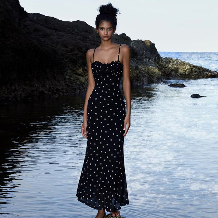 Drune | Kleid mit gepunkteten Strapsen mit Neckholder