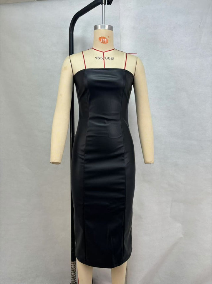 Drune | Schlauchtop PU-Leder geteiltes Kleid