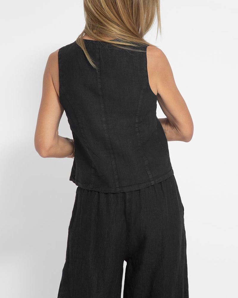 Drune | Elegantes 2-Teiliges Set Leinen Weite Hose & Weste