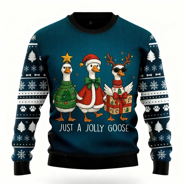Drune | Gänseprint - Vintage-Weihnachtsikone hässlicher Pullover