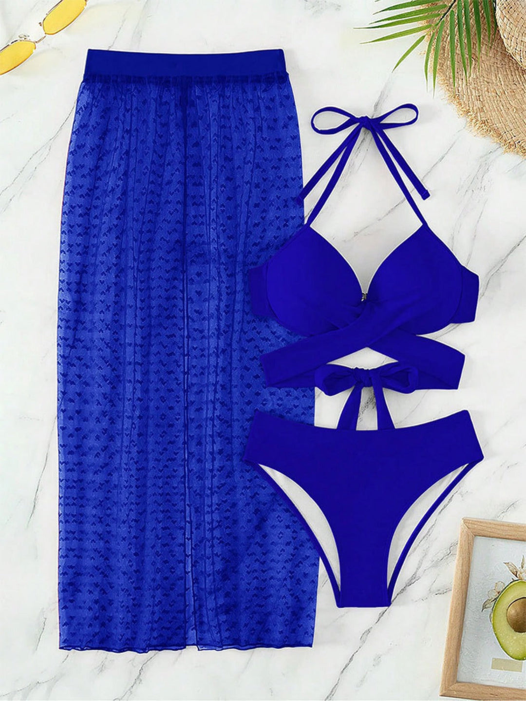 Drune | Dreiteiliger Bikini mit Netzrock
