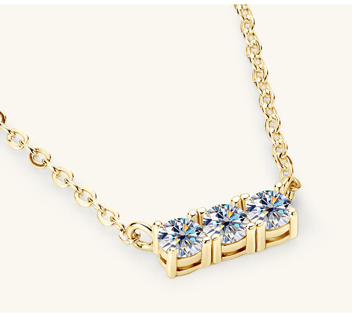 Drune | 925 Sterling Silber Eingelassene Moissanit Bar Halskette