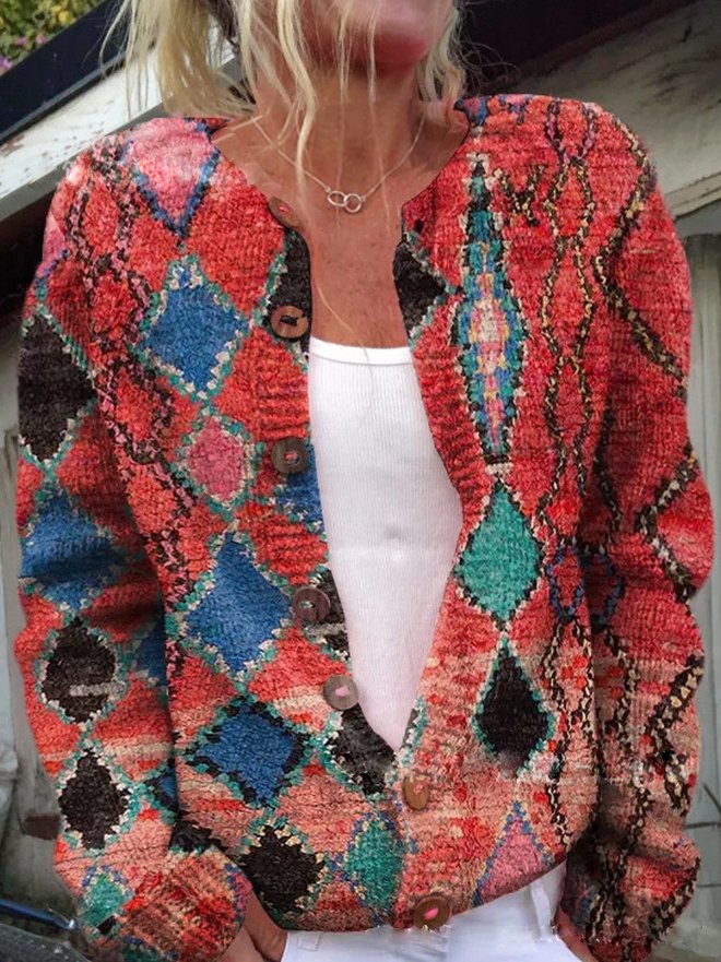 Drune | Weiche Strickjacke mit Blütenstickerei