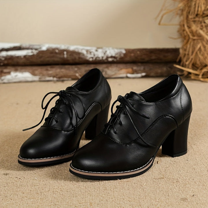 Drune | Elegante Damenschuhe Mit Dicken Absätzen Und Schnürsenkeln