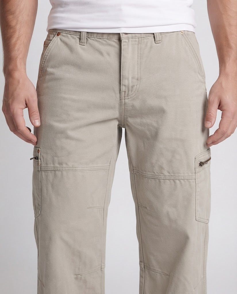 Herren Extraweite Canvas-Cargo-Hose im Baggy-Workwear-Stil Drune